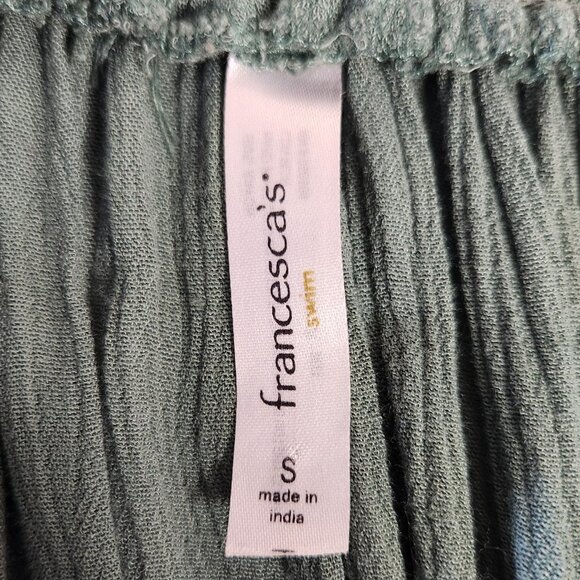 Francesca's Swim Size Small Off Shoulder Cover Up Peasant Top Green Embellished - Picture 6 of 7